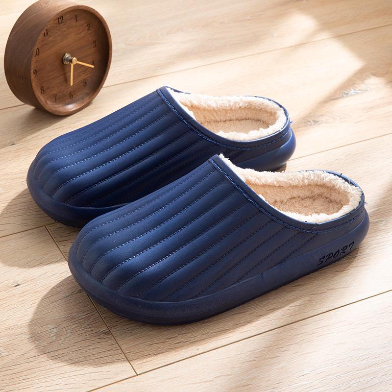 Men & Women's Waterproof Winter Cotton Slippers: Non-Slip, Plush, Velvet-Lined for Indoor & Outdoor Use