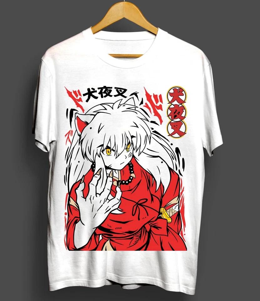 Sesshomaru T-Shirt Roter Mond Inu Yasha Kawaii Anime T-Shirt Weiß