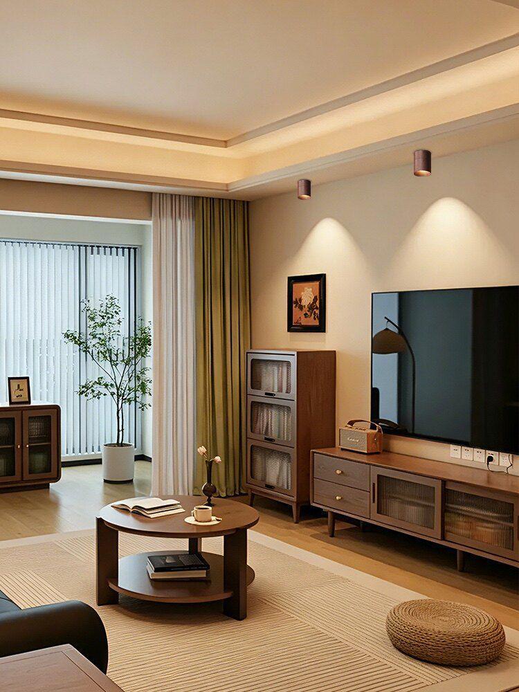 Wind Walnut Surface-Mounted Spotlight, No Hole Needed, Full Spectrum Eye Protection for Corridor, Hallway, Living Room.