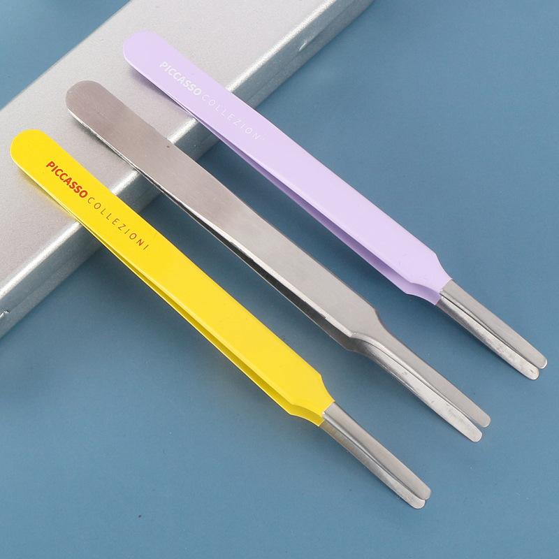 Facial Mask Clip Super Hard Round Mouth Clip Flat Mouth Tweezers Stainless Steel Duck Mouth Tweezers For Makeup Routine Beauty