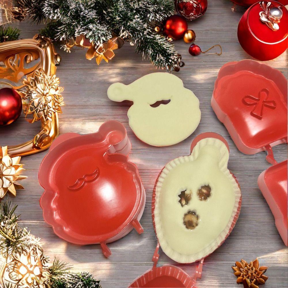 3pcs/Set Plastic Christmas Hand Pie Molds Santa Claus Shape Dough Press Mold Tool Baking Tool