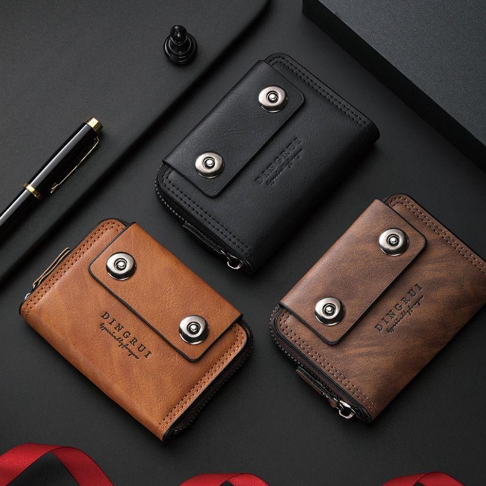 Multifunctional Three Fold Wallet Solid Color Business Clutch Bag Creative Men Card Holder  Men