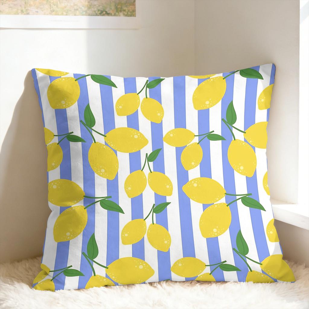 Lemon and Blue Pattern Pillow Case Soft Pillow Cover For Sofa Car Home Decor Novelty Cushion Cover
