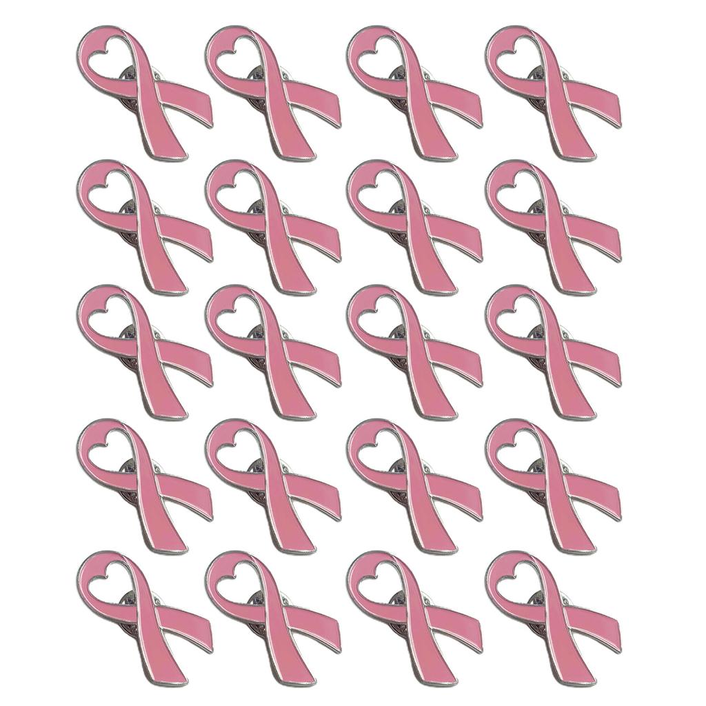 20Pieces Ribbon Brooches Pin Breast Cancers Awareness Lapel Badges Women Jewelry