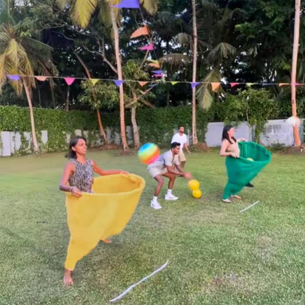 Granny Pants Field Family Reunion Game with 4 Bouncy Balls Freaky Party Game with Oversized Pants for Outside Backyard Field Day