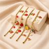 Stainless Steel Bracelet with 18K Gold-Plated Fruit Pendants and European Pastoral Charm