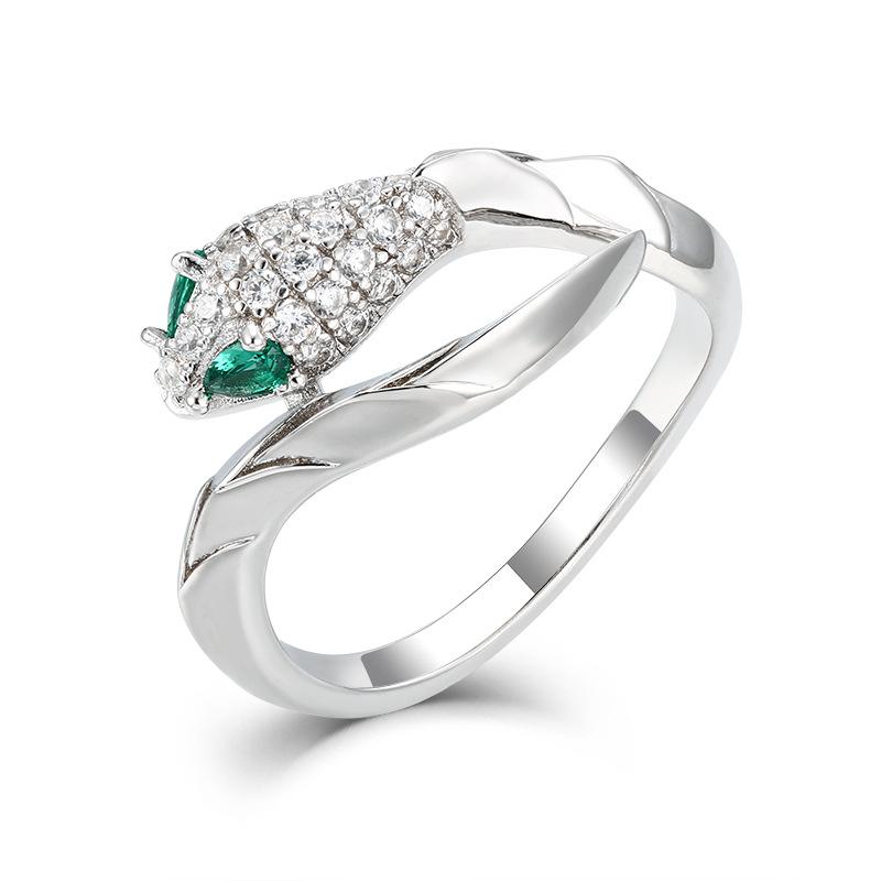 

S925 silver diamond snake ring accessories girls versatile temperament ring 2026 new daily wear jewelry gift no.7 платиновый