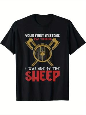 Viking Warrior I Was One of The Sheep Graphic Tee Unisexs Casual Breathable Cotton TShirt