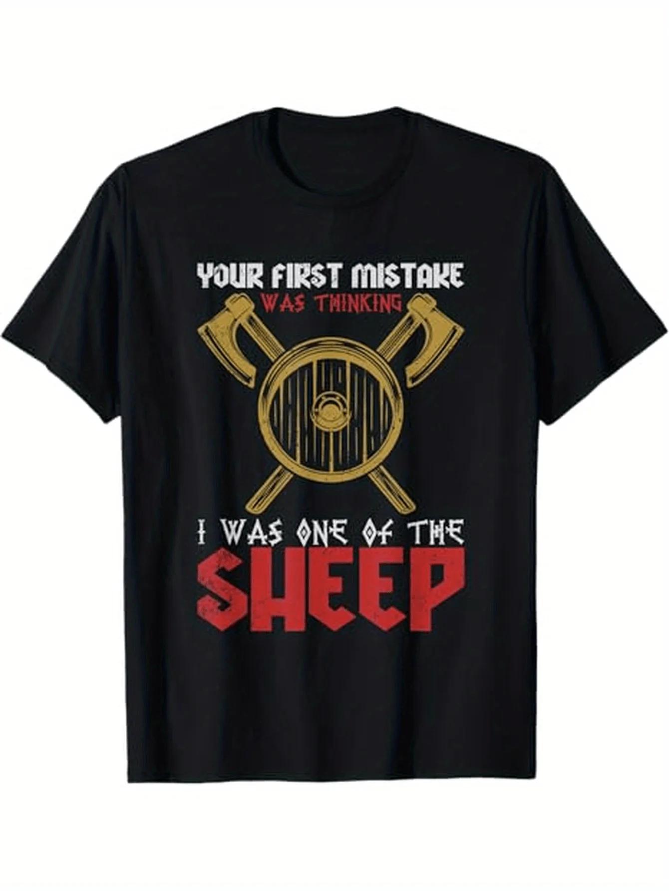 Viking Warrior I Was One of The Sheep Graphic Tee Unisexs Casual Breathable Cotton TShirt S