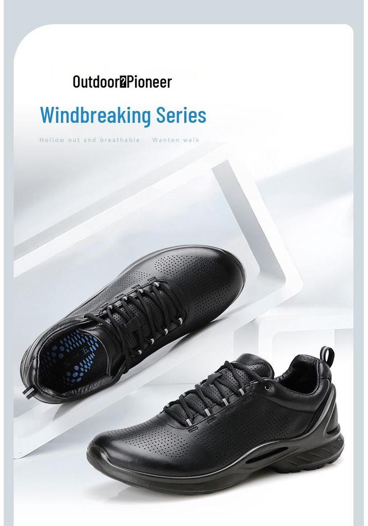 Jinhua 3515 Men's Genuine Leather Black Casual Shoes - Breathable, Soft Sole, Versatile Style