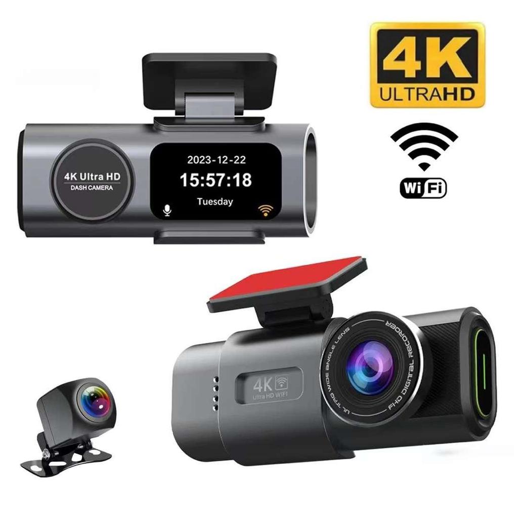 4K Dual Dash Cam with WiFi: Front/Rear HD Recording & Hidden Installation