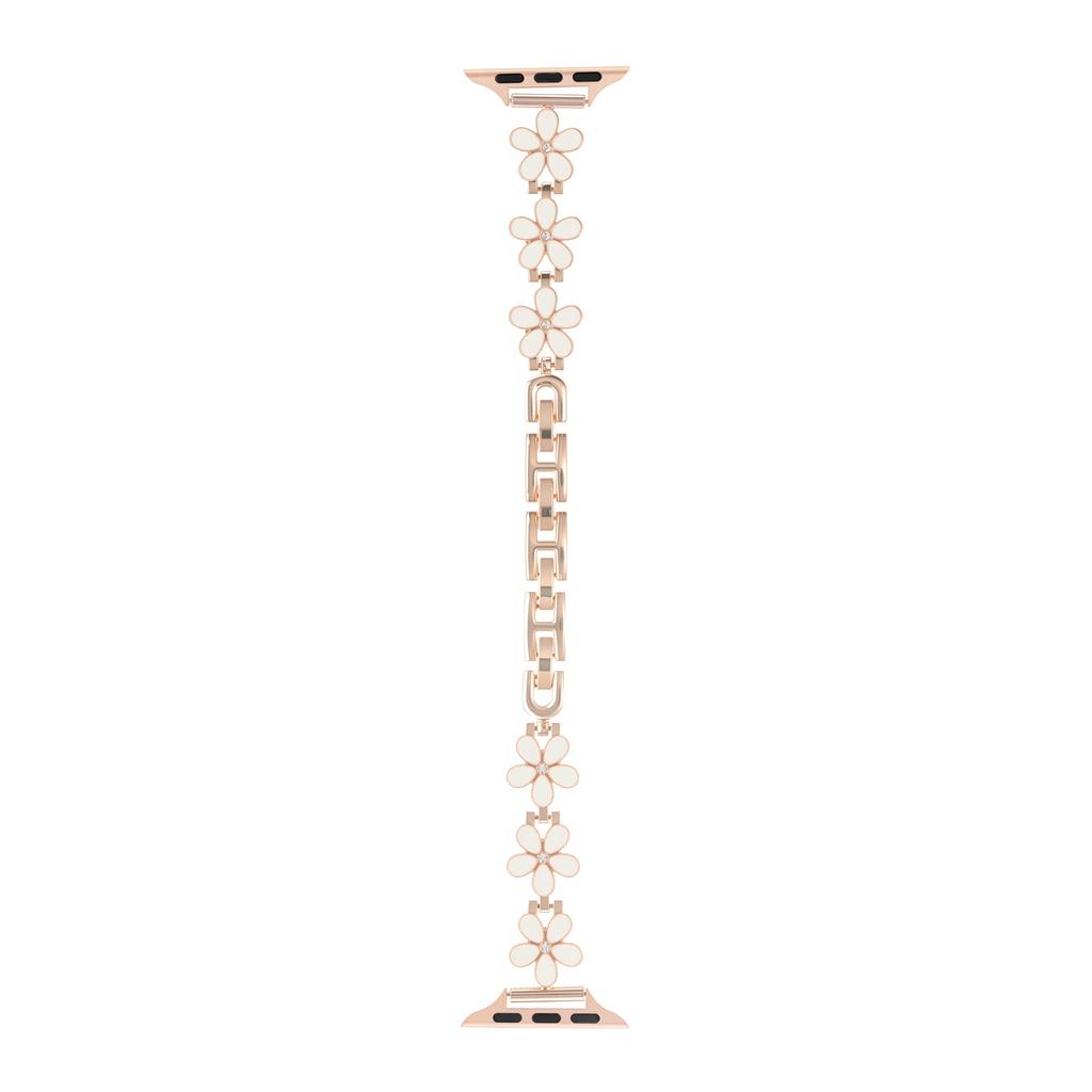 Metal Strap For Apple Watch Series 10 9 8 7 SE 6 5 4 3 2 1 42mm 41mm 40mm 38mm Five Petal Flower Bracelet Watch Band