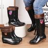 Men's fashion warm and non-slip medium and high tube rain shoes wear-resistant medium tube