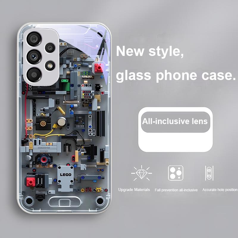 Grey Mechanical Interior For Samsung Galaxy S24 Plus S20 21 FE S23 Ultra S8 9 A70 72 73 50 51 52 53 Tempered Glass Phone Case