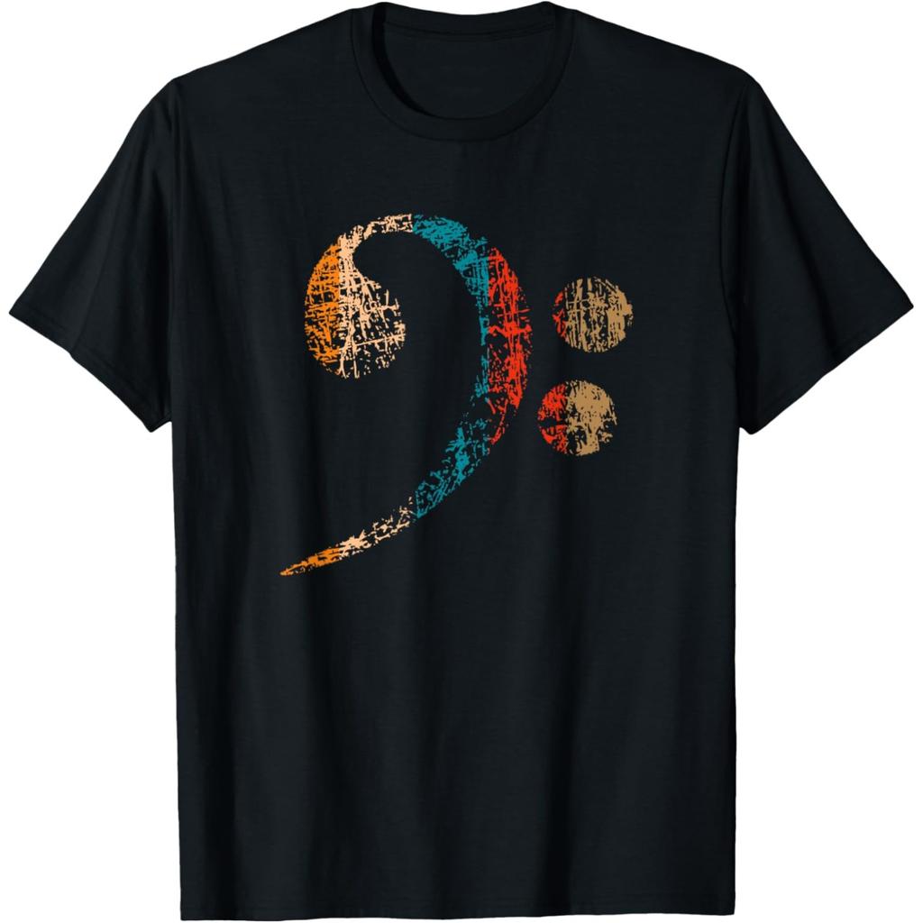 Vintage Bass Clef Players Bassist Musicians T Shirts Great Gift Idea for Christmas Guitar Humor Tee Short Sleeve Loose Clothing