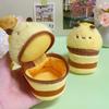 Korean Style Plush Coin Purse & Keychain - Breakfast Food Design, Large Capacity Pencil Case, Portable Storage Bag