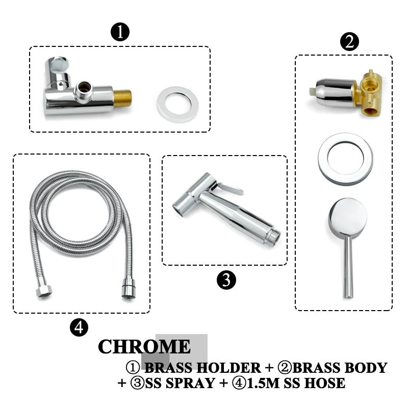 Black Stainless Steel Handheld Sprayer Bidet Shower Shattaff with Shower Hose and Bracket for Bathroom Toilet Hot Cold Water