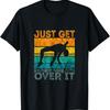 Jump Athlete Pole Vaulting 'Just Get Over It' Retro Vintage Black T-Shirt