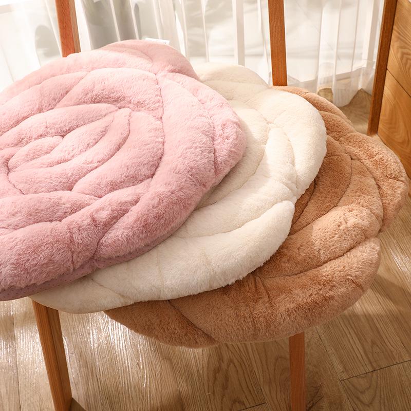 Rose Petal Plush Office Chair Cushion - Comfort for Long Sitting Sessions