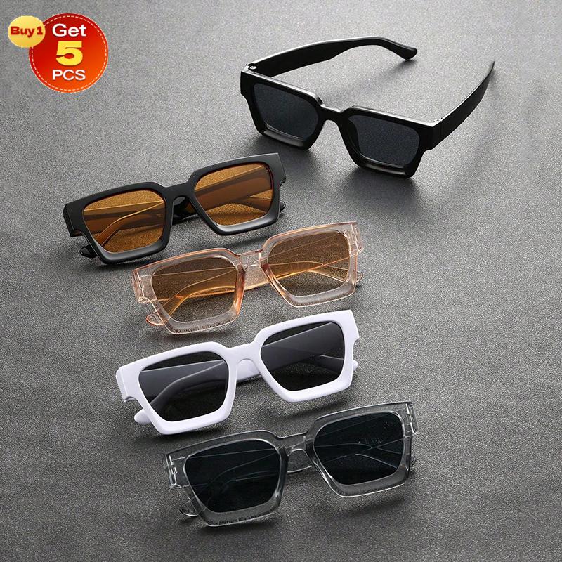 5PCS Men Geometric Frame Modern Simple Style Fashion Glasses For Women Outdoor Travel Musical Festival Vacation Accessories