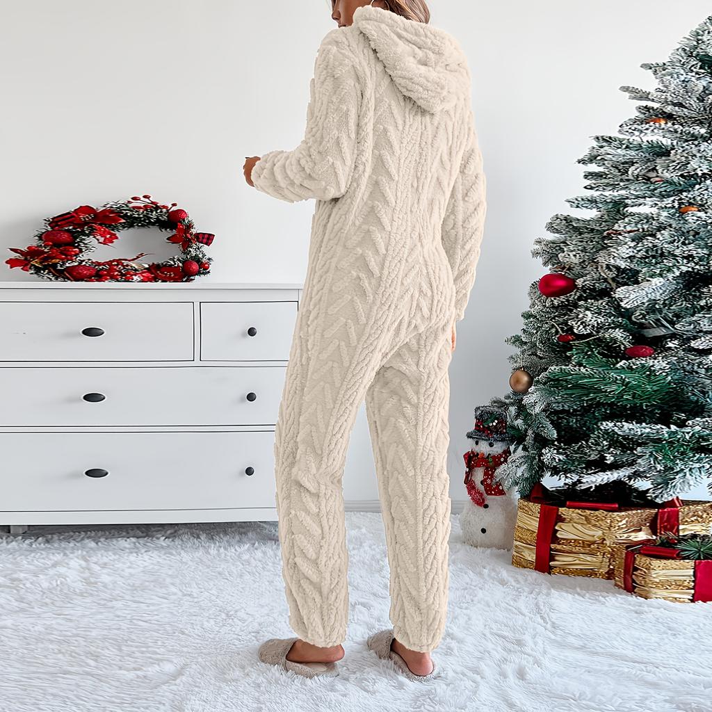 Women's Fashion Solid-Color Homewear Plush Comfortable One-Piece Pajama