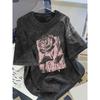 Y2K Fashion Retro Washed Cotton Men's T-shirt - Retro Style Round Neck Short Sleeved T-shirt,Creative Pattern Printed T-shirt, Soft Summer Fashion Top