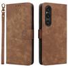 For Sony Xperia 1 VI Leather Case RFID Blocking Wallet Cover with Wrist Strap