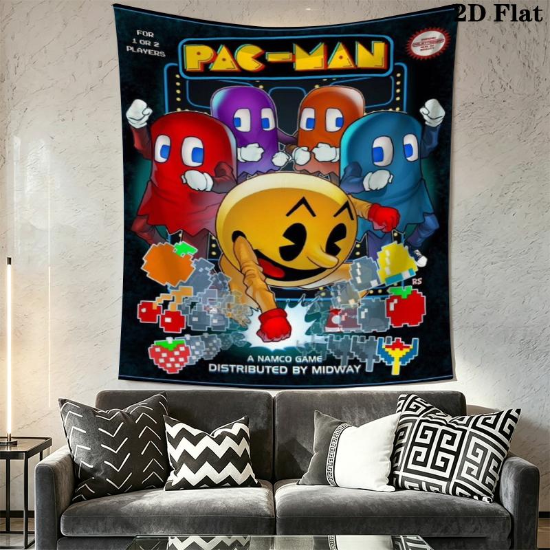 Pac Man Wall Tapestry Aesthetic Wall Hanging Printed Fabric Blanket Decorative Tapestries for Bedroom Living Room Home Decor