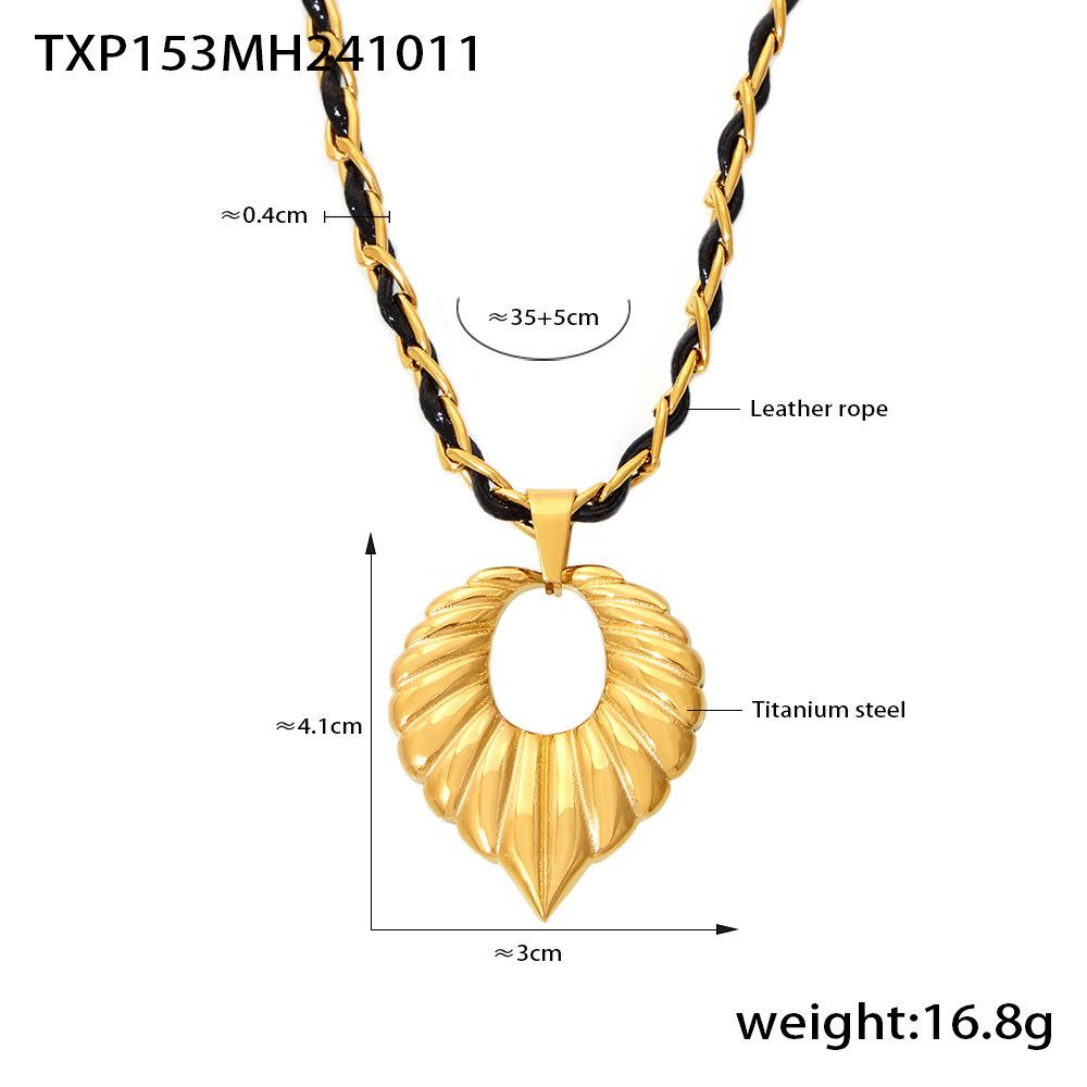 Roman-Pattern Heart Rhinestone Necklace & Earring Set in 18K Gold-Plated Titanium Steel for Women