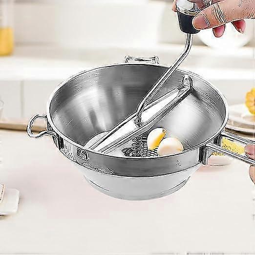 Food Mill Stainless Steel, 32cm Hand Crank Baby Food Grinder Rotary Food Mill Sieve Grater Jam Mill Unique Uses Durable Manual Food Grinder With 3 Dis