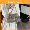 Borsa a secchiello in metallo argentato rétro traforata con catenella di perline per donna, stile casual estivo