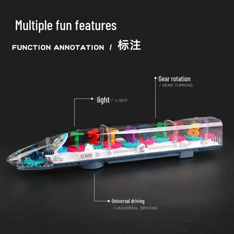 Universal Transparent Electric Toy Set: Racing Car, Train & Helicopter with Lights & Music for Children's Birthday Gift