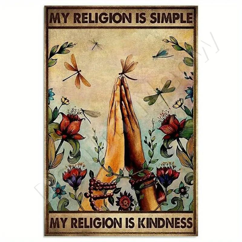 Bądź łaskawy dla swojego umysłu Retro Blaszane Znaki Inspirujące Cytaty Sztuka Ścienna Znak Muza Vintage Wystrój Domu Pokoju Ogrodu Hipisowska Dziewczyna Plakat