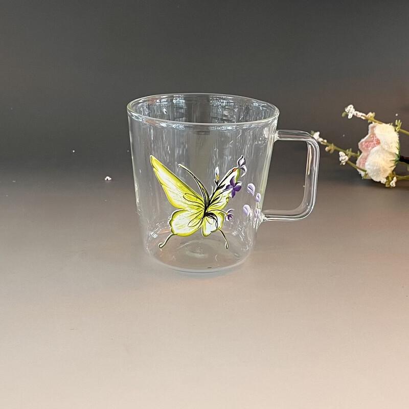 Shangqi Butterfly Glass Milk Cup Set (2-Pack)