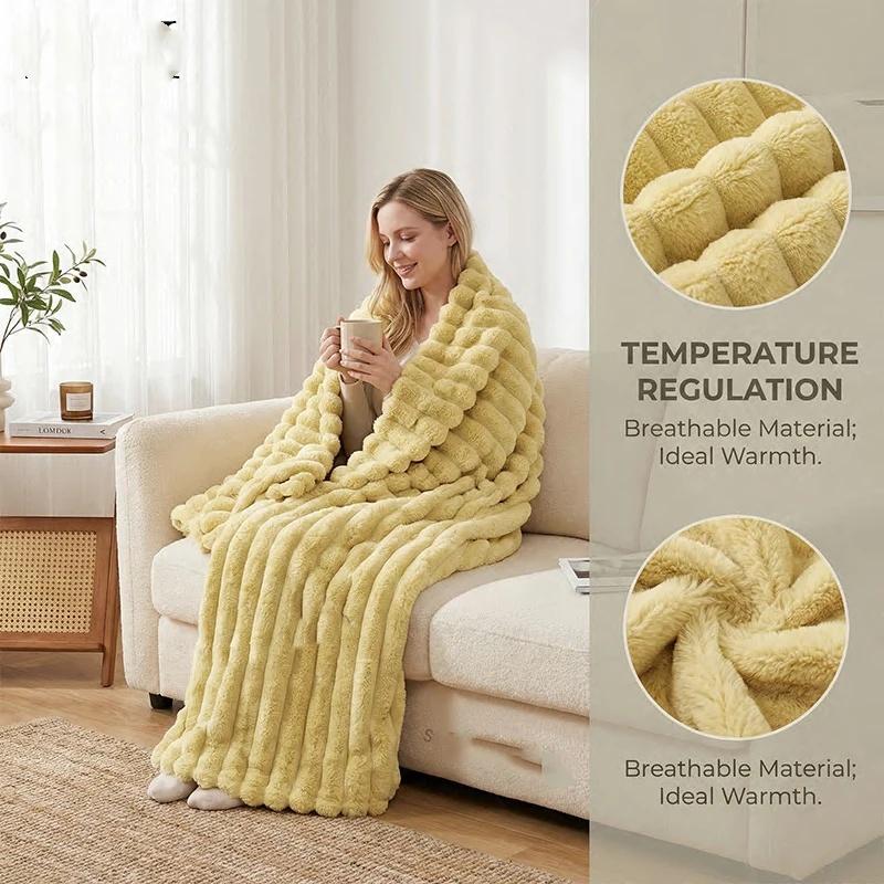 Coperta Letto Morbida Calda Spessa in Pelo di Coniglio Coperta da Divano Comoda Coperta per Pisolino Coperta Termica per il Tempo Libero per Casa Ufficio
