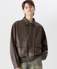 Trillion Vegan Leather Two-Pocket Blouson Jacket [Brown]