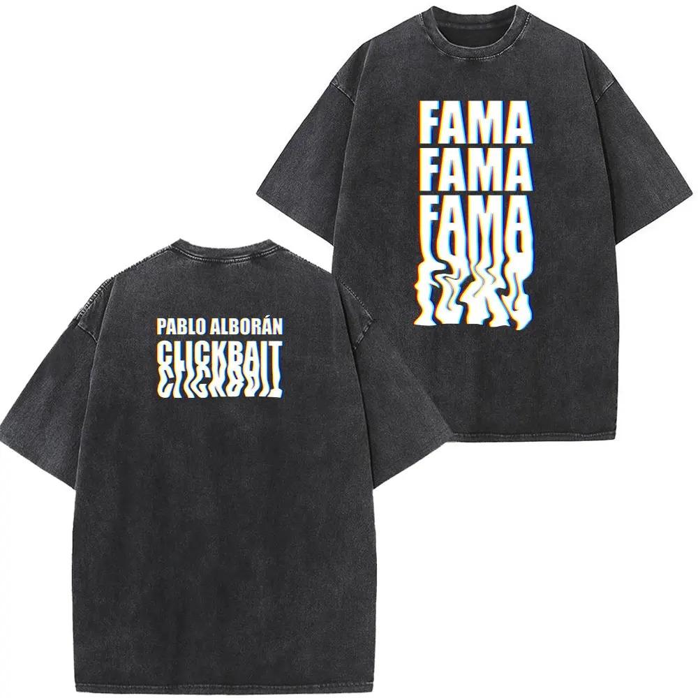 Singer Pablo Alborán Global Tour Kmo 2026 Print Washed Vintage T Shirt Men Women Hip-hop T-shirts Short-sleeved Casual T Shirts