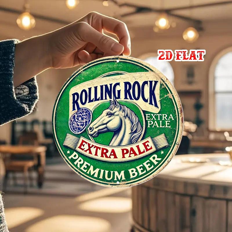 D Flat pc Horse  Round Aluminum Sign Extra Pale Metal Tin Sign Rolling  XRound Aluminum Sign  Premium Beer Metal 20x20cm(8x8inch)