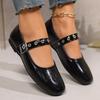 Spring and Autumn's New Round Toe Flat Flat One-shoulder Buckle Women's Single Shoes