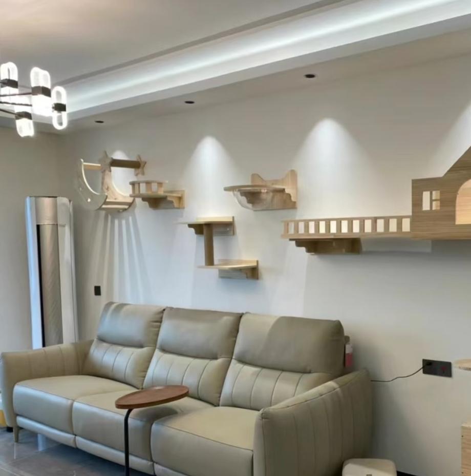 Wooden Cat Climbing Shelf Furniture Shelves for Cats Perches Activity Cat Tree Scraper Stairs Scratching Post Cat Wall Furniture