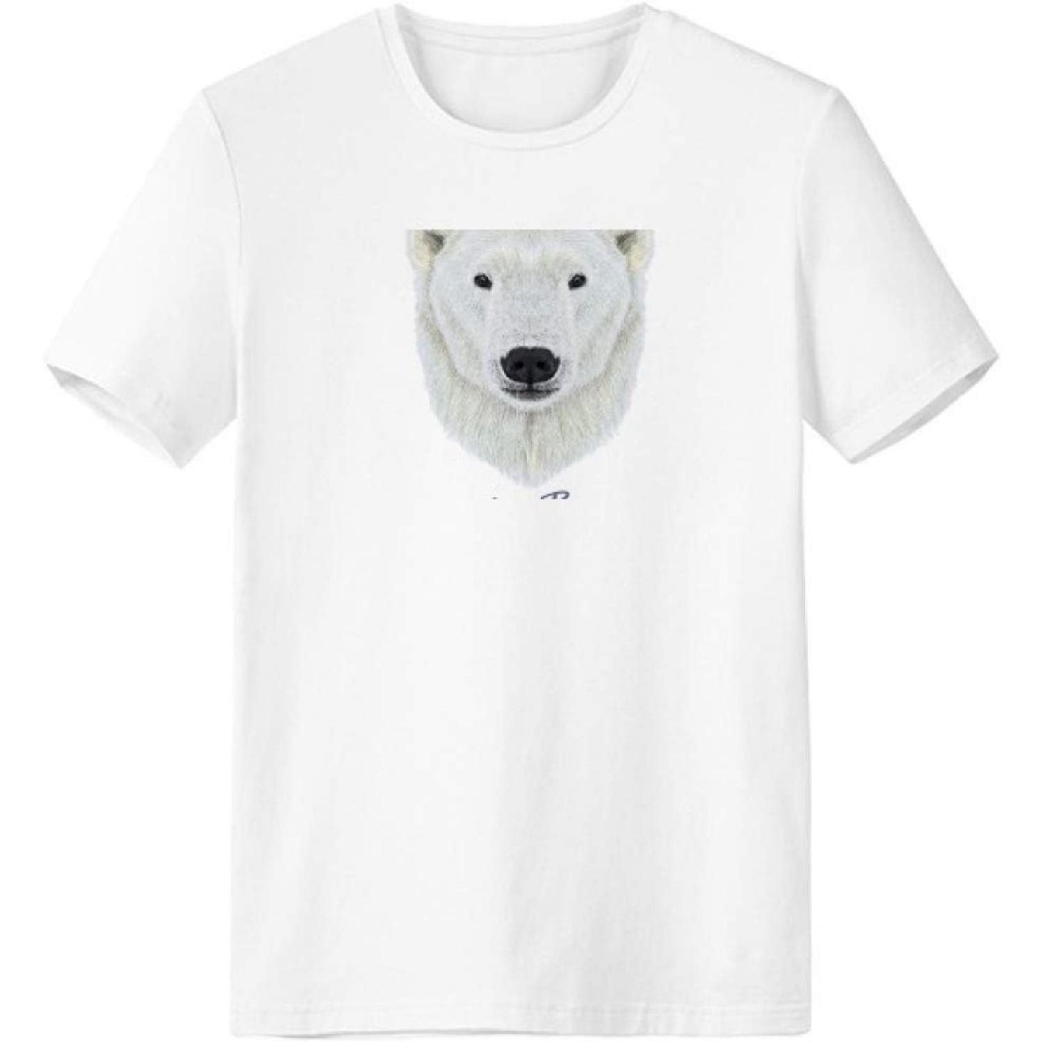 

White Northern Wild Polar Bear Animal T-Shirt Workwear Pocket Short Sleeve Sport Clothing S белый