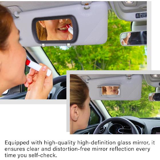 Car Visor Mirror, Universal Clip-On Automotive Sun Visor Vanity Mirror For SUVs And Various Vehicles, Car Accessories Interior For Women, Black