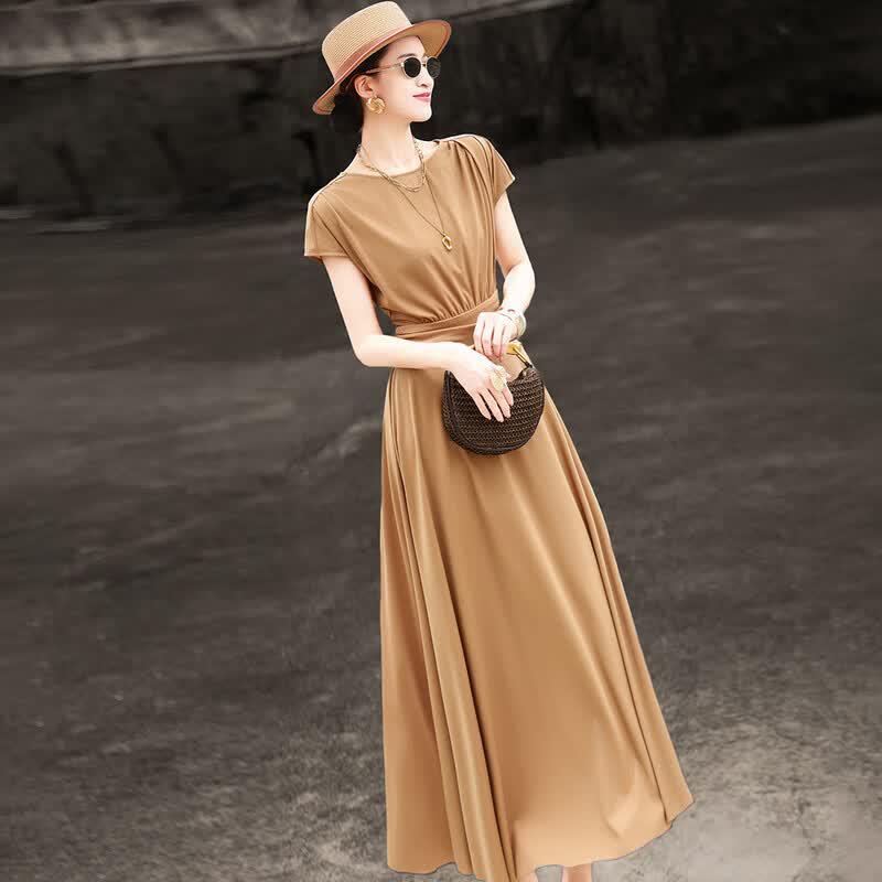 Lanser 2026 Summer Elegant Pleated A-Line Dress