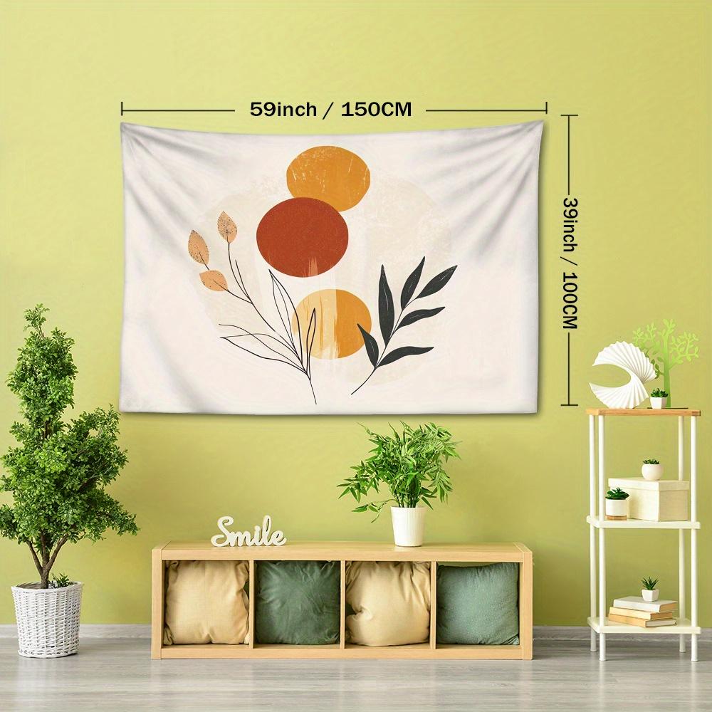 1pc Simple Plant Geometric Pattern Tapestry, Nordic Style Elegant Wall Hanging Bohemian Home Decor for Living Room Bedroom Holiday Gift with Installat
