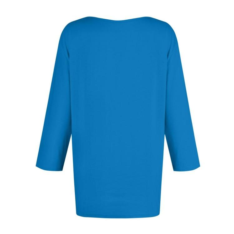 Top Casual a Colore Unico da Donna con Scollo a O e Maniche a Tre Quarti