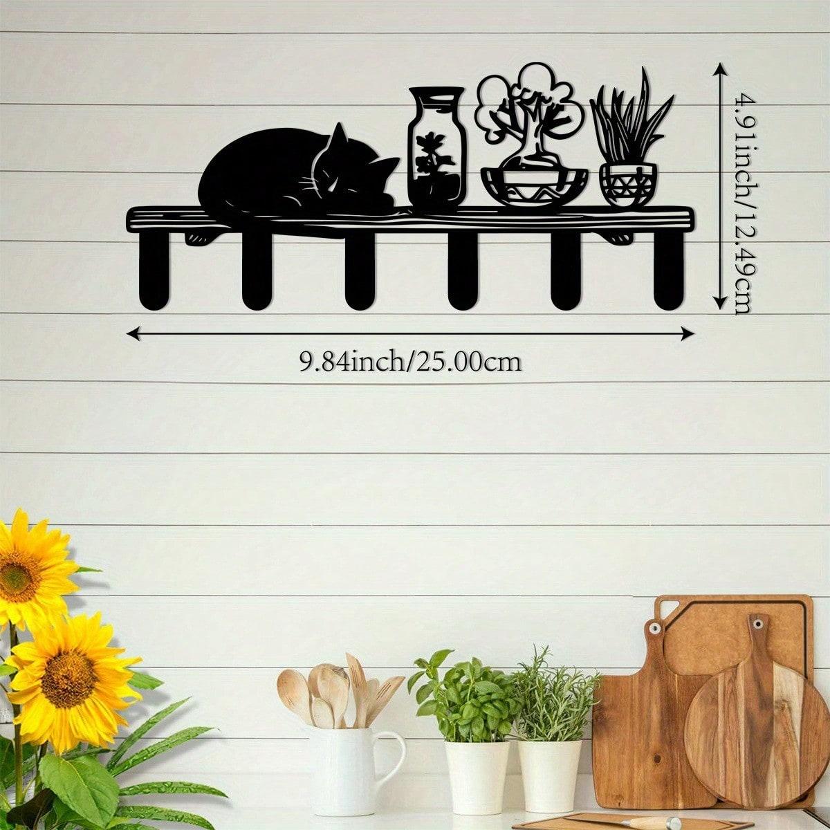 

Metal Cat Key Holder Shelf Decor Durable Organizer Hook for Home Office Gift TY-101088