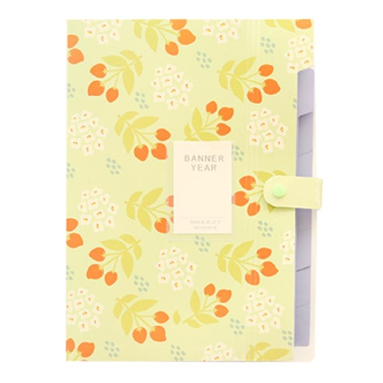 Flower Print File Folder 6 Pockets Expanding Document Organiser Sorting Folder Letter Size for School Office Supplies зелёный 659₽