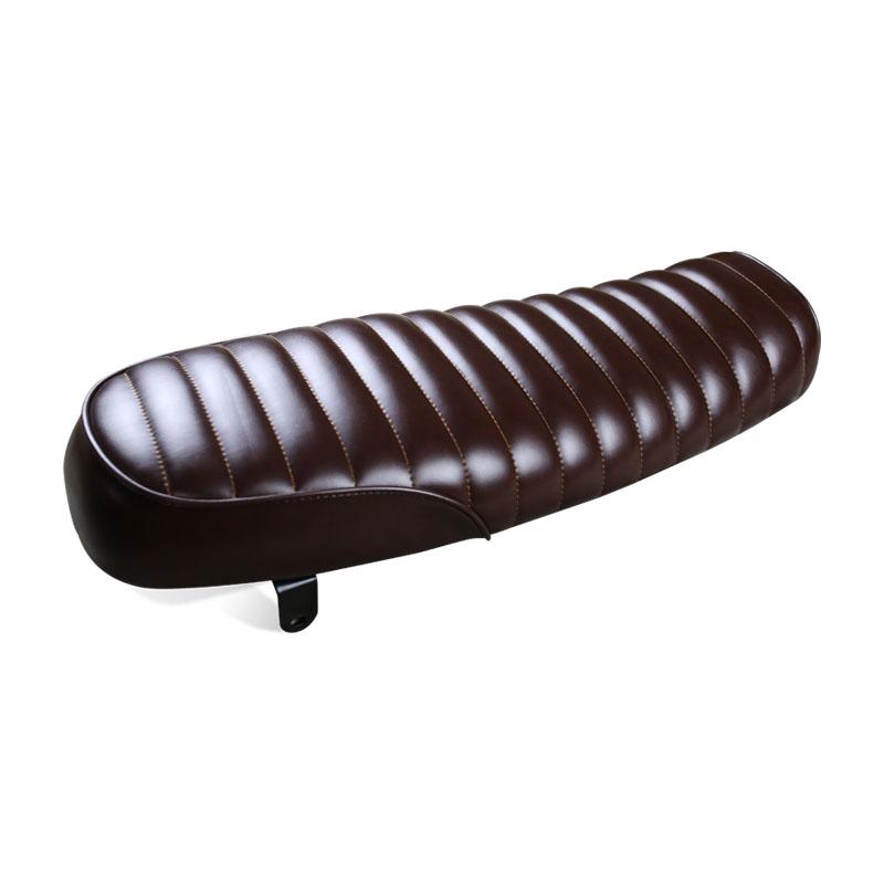 

64cm University Retro Motorcycle Waterproof Leather Cafe Racer Vintage Gel Flat Cushion Seat Saddle коричневый