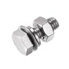 uxcell Hex Thread Bolts, Nuts, and Flat Lock Washer Kit, M8 x 20mm, 304 Stainless Steel, Fully Threaded Hex Bolts, Set of 4