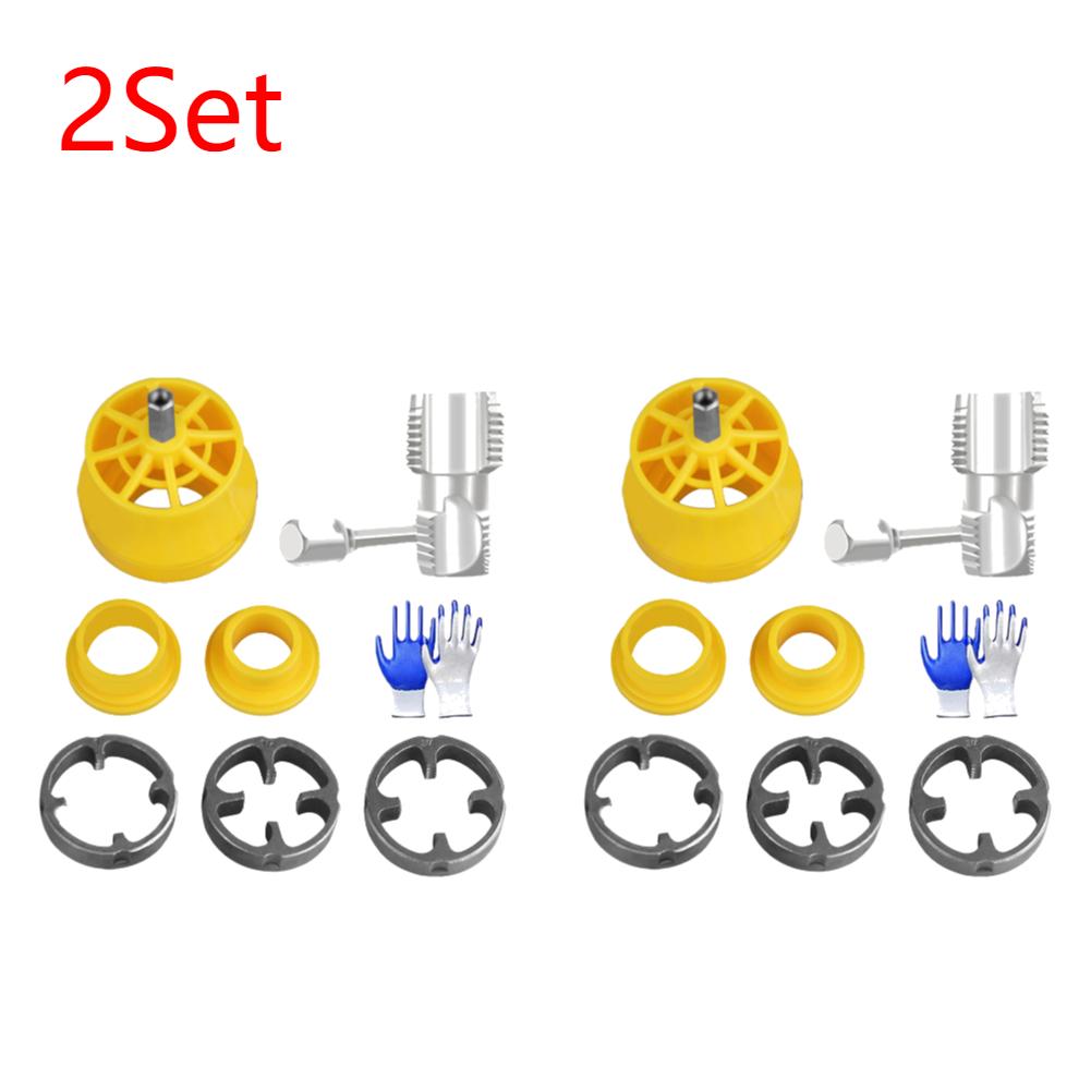 1/2Set Water Pipe Thread Plate Set 1/2" 3/4" PVC Thread Maker Tool with 3 Dies Plastic Pipe Tap Die Set for Electric Drill